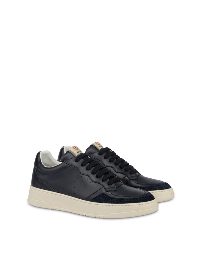 Pollini Sneakers In Vitello E Crosta Bourton Blu/blu/blu Negozio