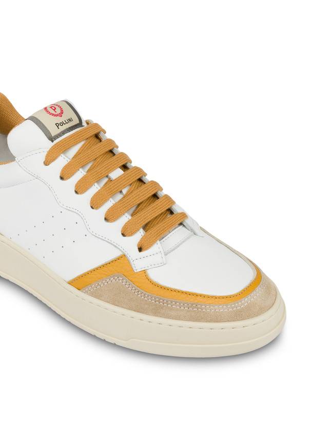 Pollini Sneakers In Vitello E Crosta Bourton Bianco/beige/senape/senape In Saldo