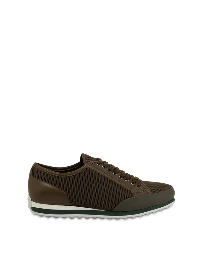 Pollini Sneakers In Vitello E Rete Sporty Driver Militare/militare/militare