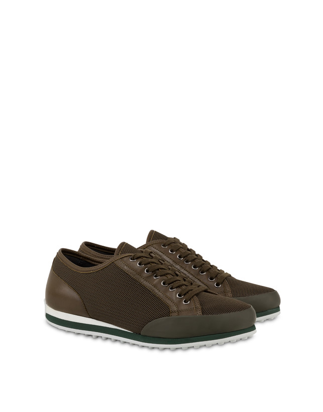 Pollini Sneakers In Vitello E Rete Sporty Driver Militare/militare/militare 2025