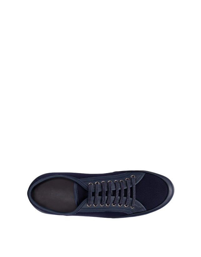 Pollini Sneakers In Vitello E Rete Sporty Driver Blu/blu/blu Italy