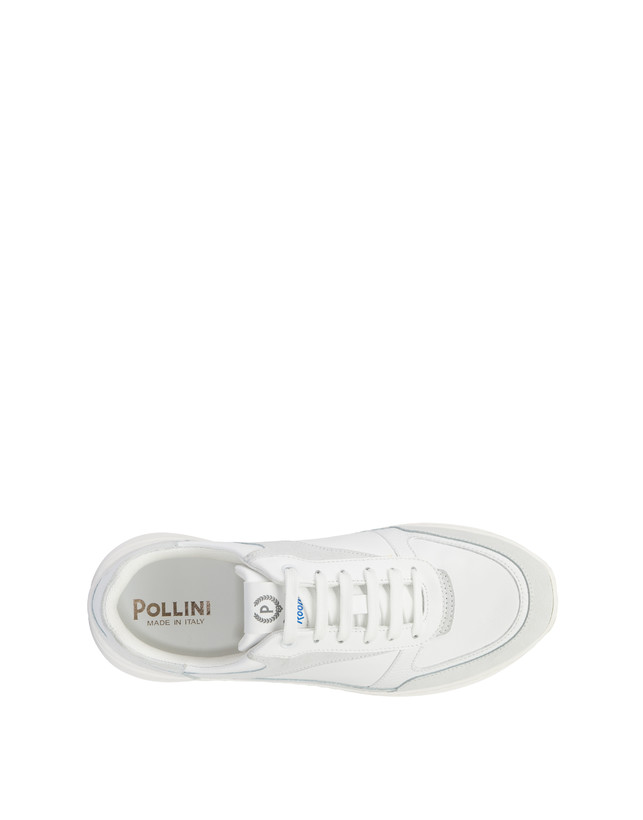 Pollini Sneakers In Nylon E Pelle Sfera Bianco/bianco/bianco/bianco/bianco/bianco 2025