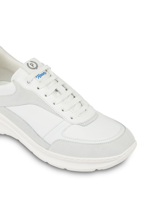 Pollini Sneakers In Nylon E Pelle Sfera Bianco/bianco/bianco/bianco/bianco/bianco 2025