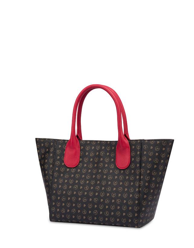 Pollini Tote Bag Medium Heritage Flowers Nero/rosso In Linea