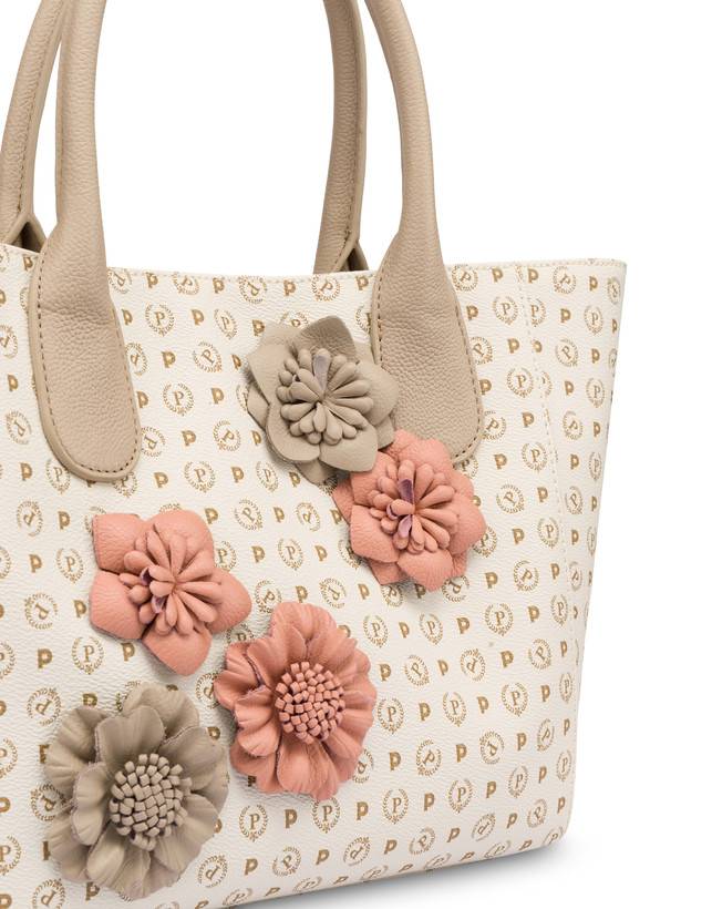 Pollini Tote Bag Medium Heritage Flowers Avorio/ghiaccio Qualità