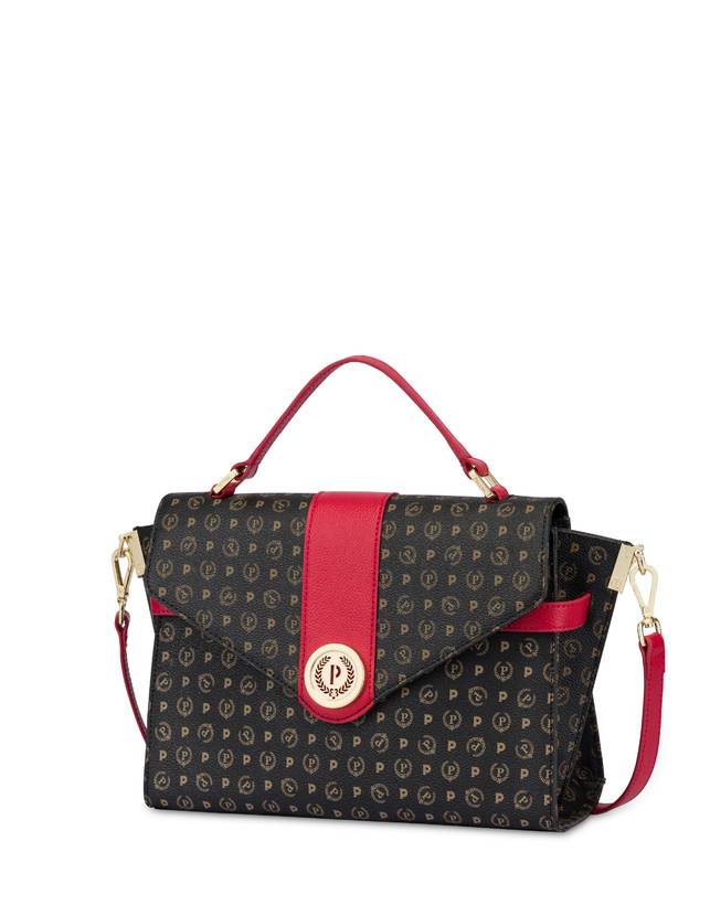 Pollini Borsa A Mano Strutturata Heritage Logo Classic Nero/lacca Spedizione Gratuita