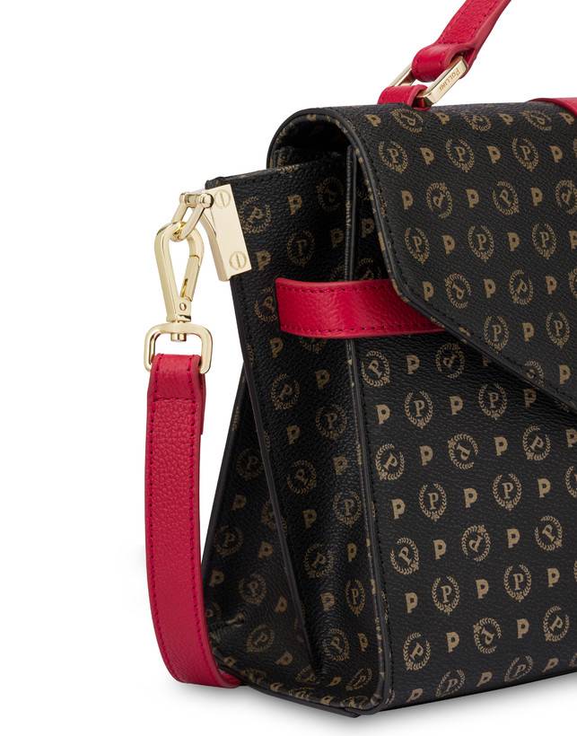 Pollini Borsa A Mano Strutturata Heritage Logo Classic Nero/lacca Spedizione Gratuita