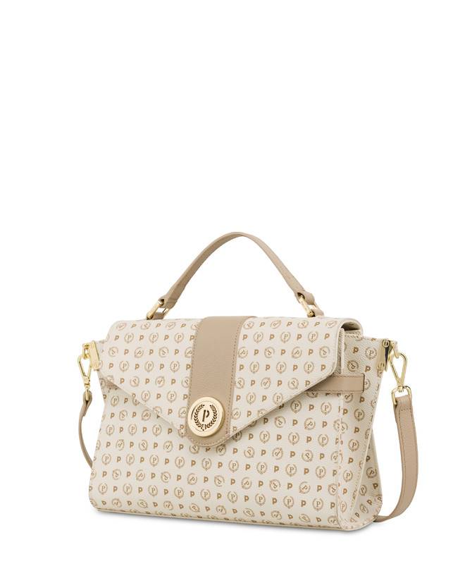 Pollini Borsa A Mano Strutturata Heritage Logo Classic Avorio/ghiaccio Pezzi Unici