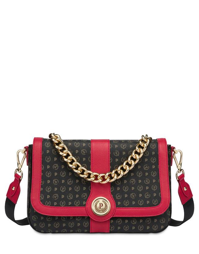 Pollini Borsa A Spalla Heritage Logo Classic Nero/lacca