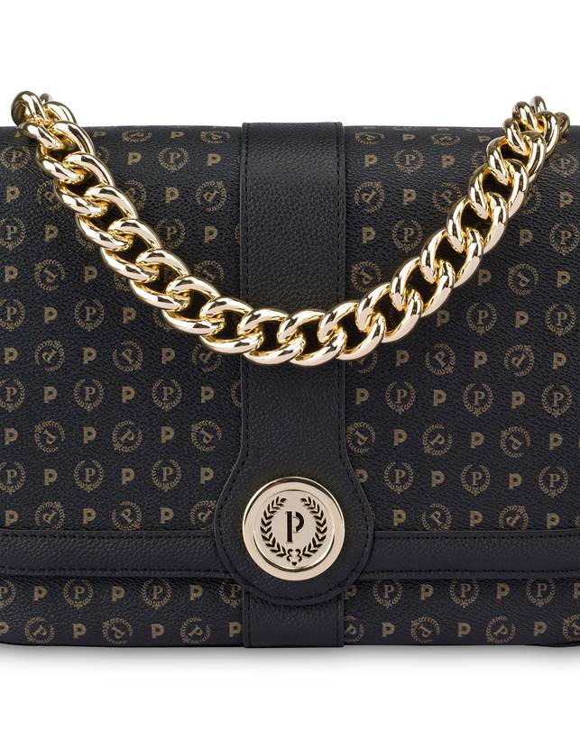 Pollini Borsa A Spalla Heritage Logo Classic Nero/nero Negozi Online