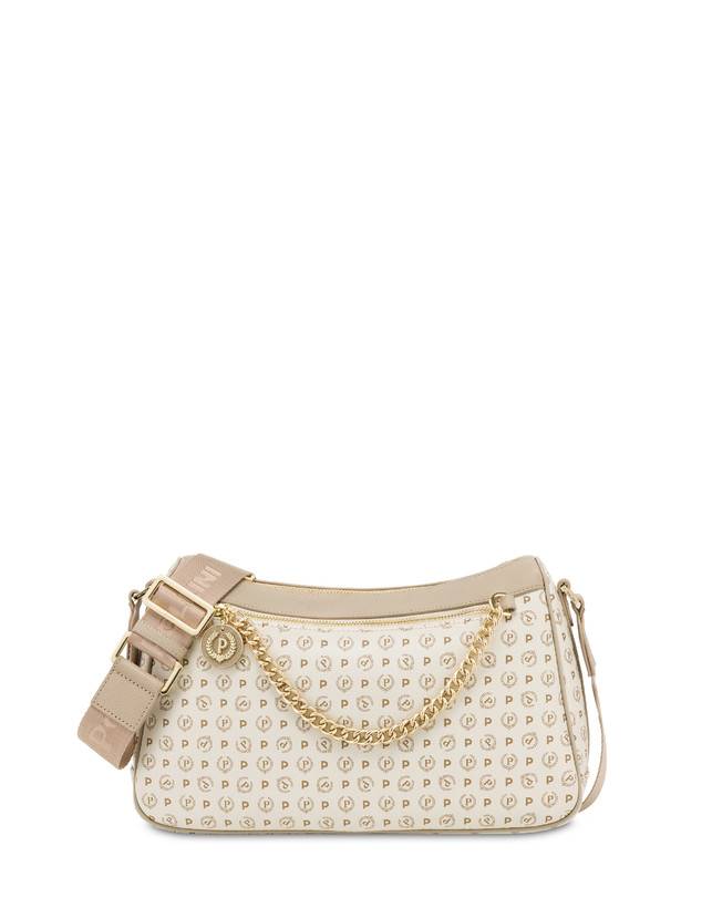 Pollini Borsa A Tracolla In Pvc Heritage Logo Classic Avorio/ghiaccio