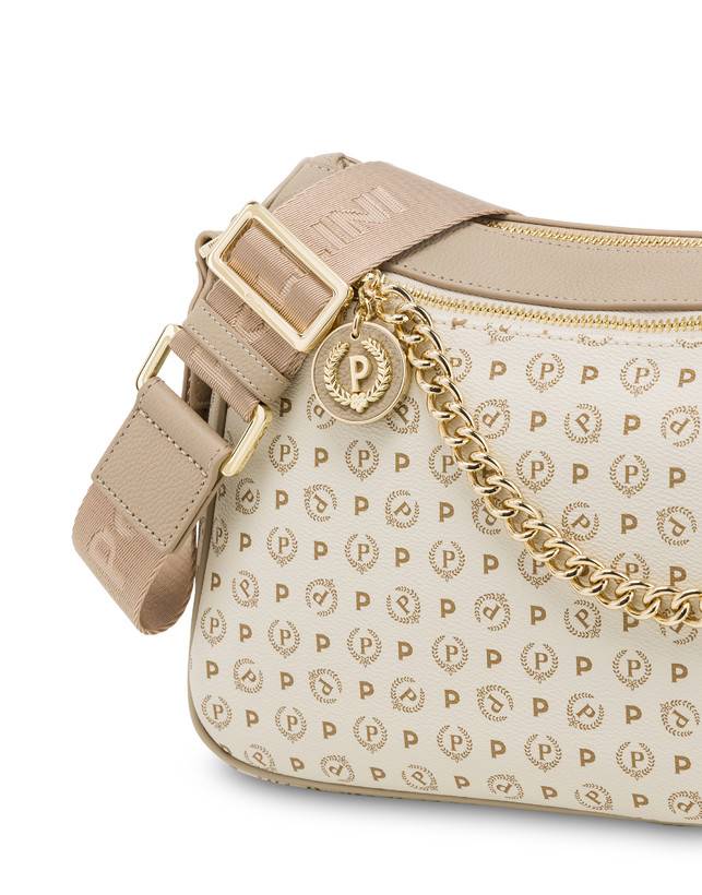 Pollini Borsa A Tracolla In Pvc Heritage Logo Classic Avorio/ghiaccio Acquista Ora