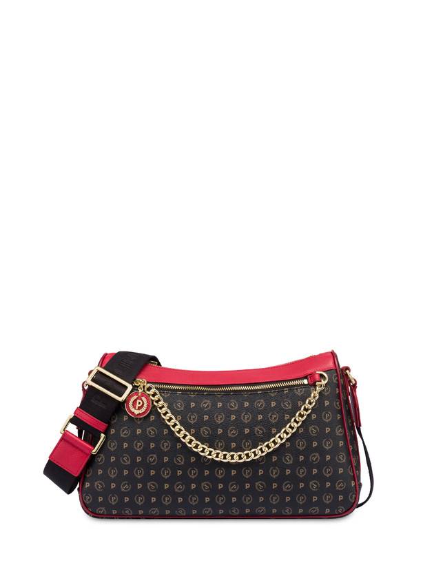 Pollini Borsa A Tracolla In Pvc Heritage Logo Classic Nero/lacca
