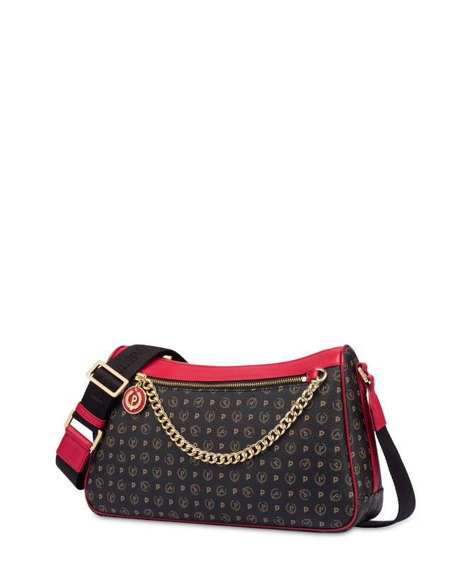 Pollini Borsa A Tracolla In Pvc Heritage Logo Classic Nero/lacca Consegna Veloce