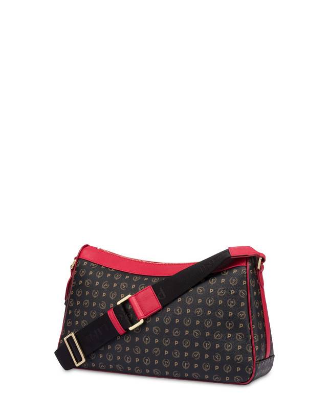 Pollini Borsa A Tracolla In Pvc Heritage Logo Classic Nero/lacca Consegna Veloce