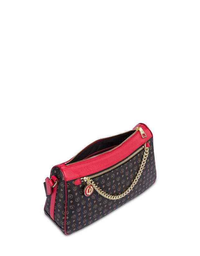 Pollini Borsa A Tracolla In Pvc Heritage Logo Classic Nero/lacca Consegna Veloce