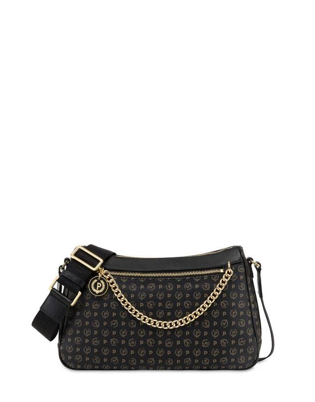 Pollini Borsa A Tracolla In Pvc Heritage Logo Classic Nero/nero
