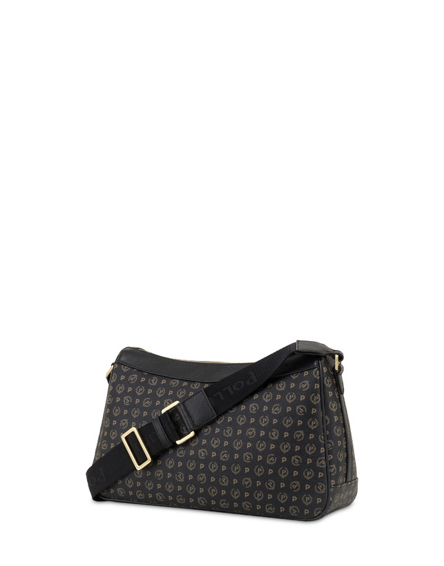 Pollini Borsa A Tracolla In Pvc Heritage Logo Classic Nero/nero Nuovi prodotti