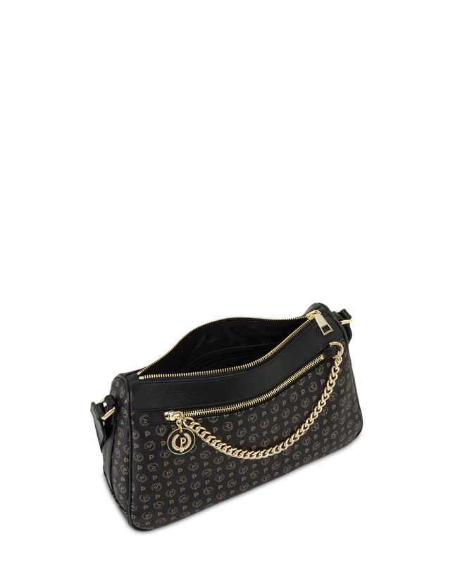 Pollini Borsa A Tracolla In Pvc Heritage Logo Classic Nero/nero Nuovi prodotti