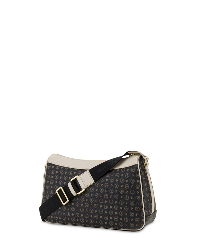 Pollini Borsa A Tracolla In Pvc Heritage Logo Classic Nero/avorio Fino Al -60%