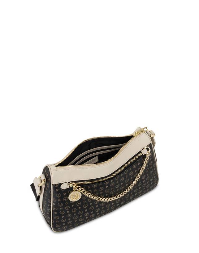 Pollini Borsa A Tracolla In Pvc Heritage Logo Classic Nero/avorio Fino Al -60%