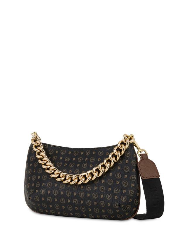 Pollini Borsa A Tracolla Heritage Logo Classic Nero/marrone Affare Del Giorno