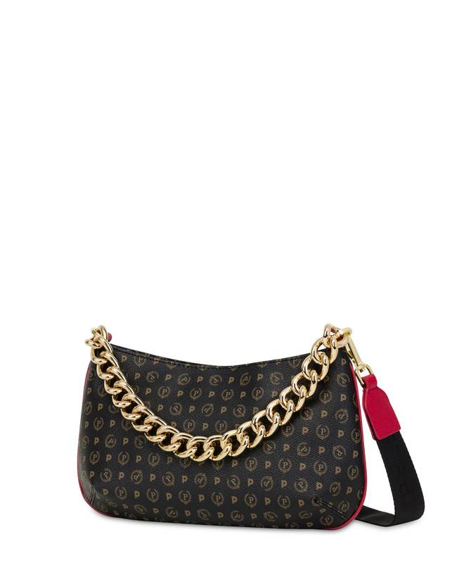 Pollini Borsa A Tracolla Heritage Logo Classic Nero/lacca Prezzo Ridotto