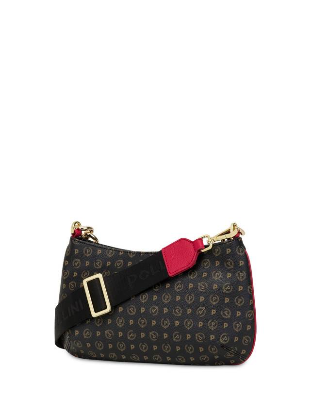 Pollini Borsa A Tracolla Heritage Logo Classic Nero/lacca Prezzo Ridotto