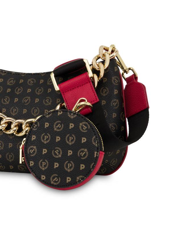 Pollini Borsa A Tracolla Heritage Logo Classic Nero/lacca Prezzo Ridotto