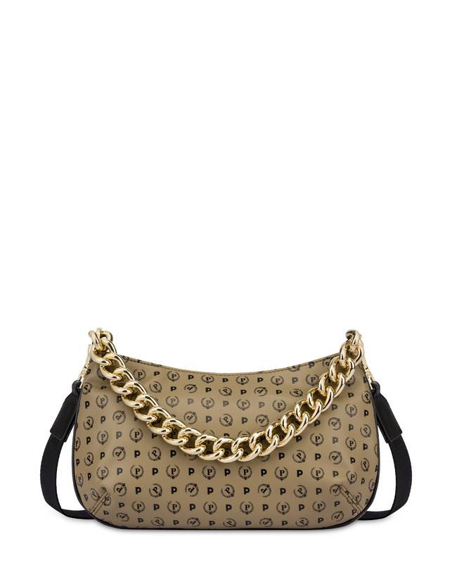 Pollini Borsa A Tracolla Con Catena Heritage Soft Touch Taupe/nero