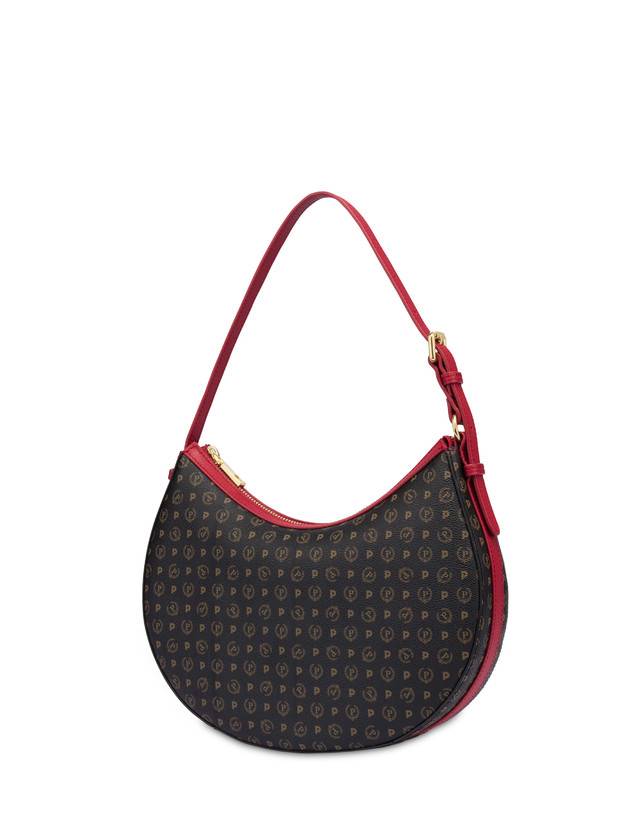 Pollini Hobo Bag In Pvc Heritage Logo Classic Nero/lacca Offerta