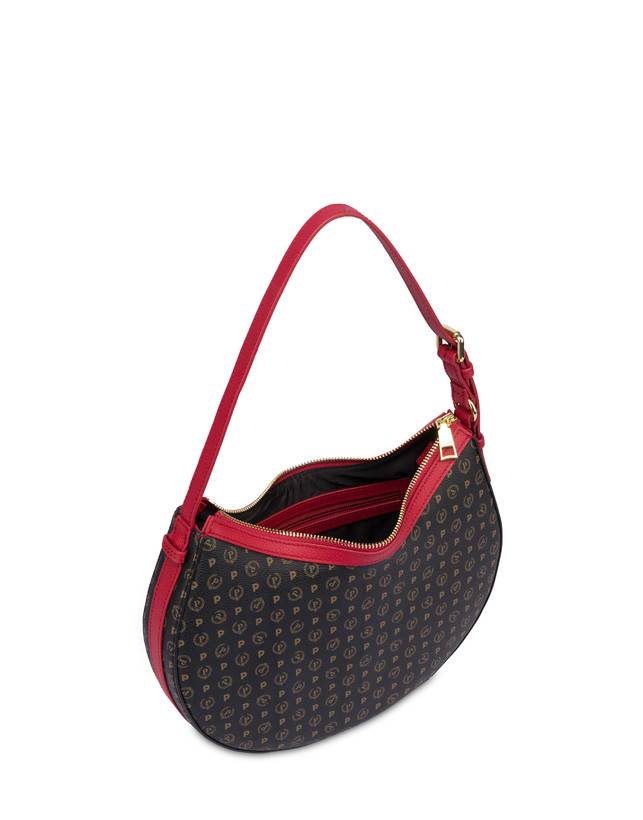 Pollini Hobo Bag In Pvc Heritage Logo Classic Nero/lacca Offerta