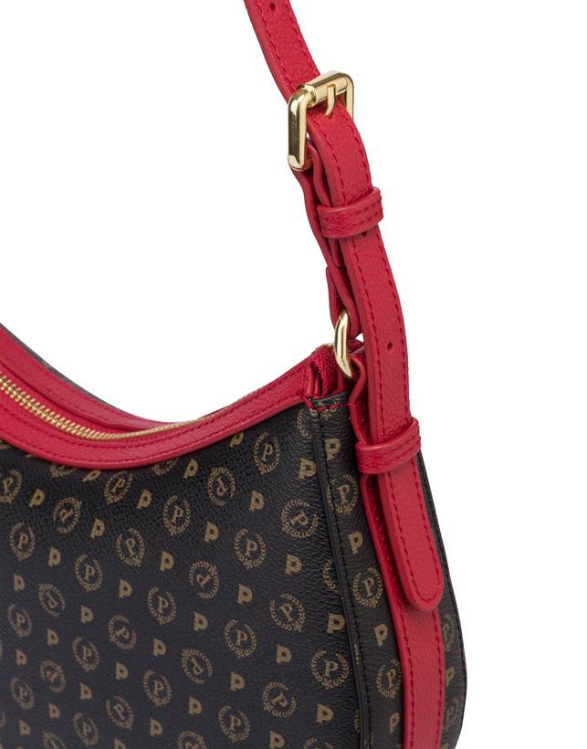 Pollini Hobo Bag In Pvc Heritage Logo Classic Nero/lacca Offerta