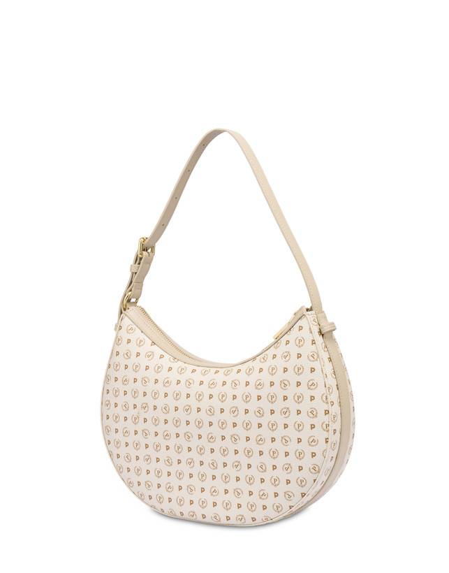 Pollini Hobo Bag In Pvc Heritage Logo Classic Avorio/ghiaccio Ritorno libero
