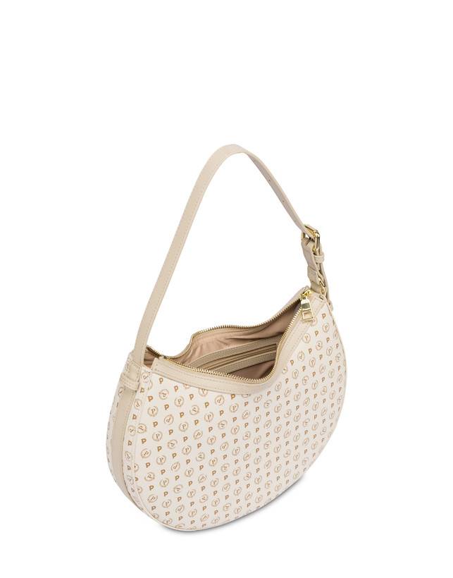 Pollini Hobo Bag In Pvc Heritage Logo Classic Avorio/ghiaccio Ritorno libero