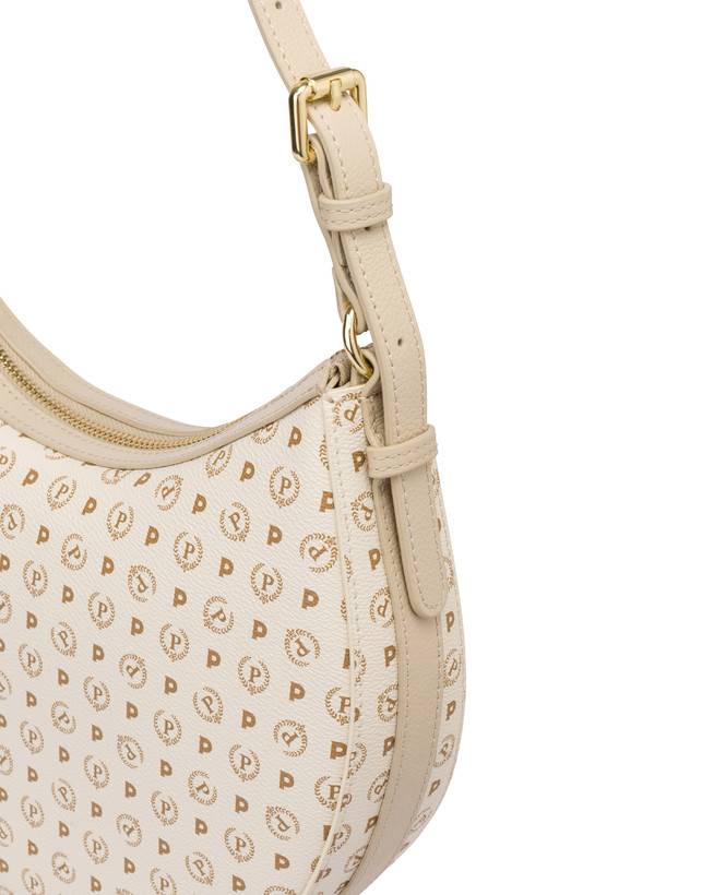 Pollini Hobo Bag In Pvc Heritage Logo Classic Avorio/ghiaccio Ritorno libero