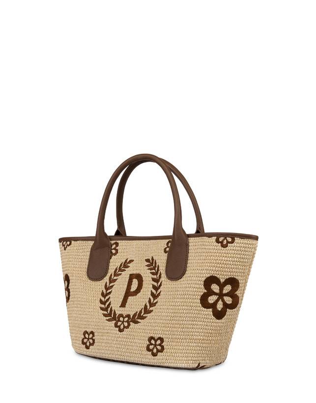 Pollini Tote Bag In Paglia Macro Heritage Small Naturale/t.moro/marrone Saldi