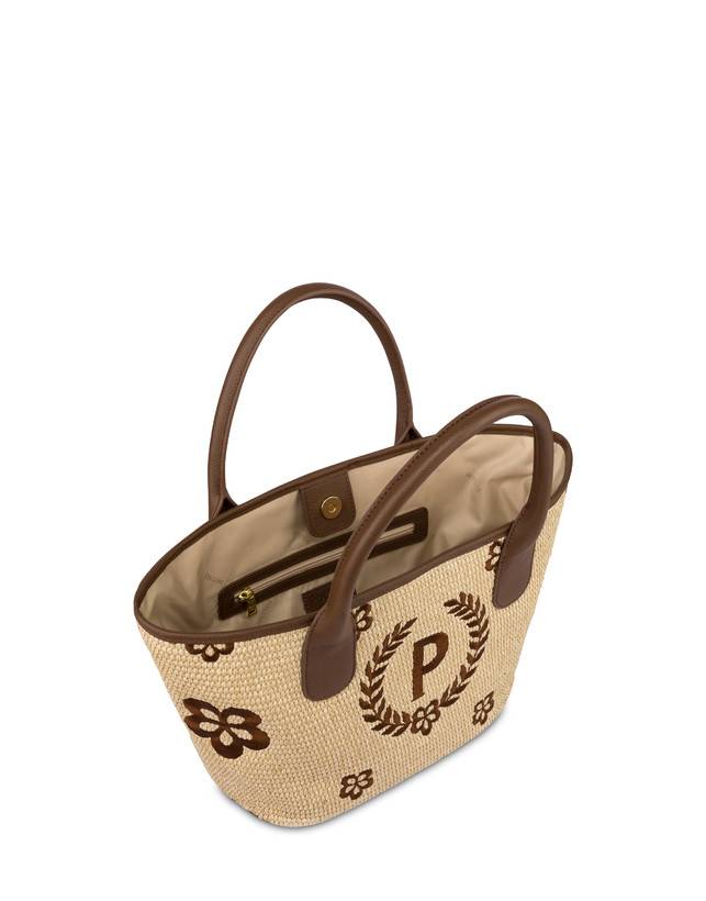 Pollini Tote Bag In Paglia Macro Heritage Small Naturale/t.moro/marrone Saldi