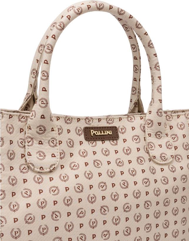 Pollini Tote Bag Heritage Jacquard Big Avorio/marrone Offerte