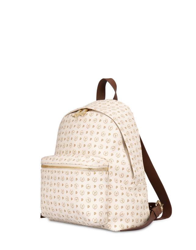 Pollini Zaino Heritage Logo Classic Avorio/marrone In Saldo