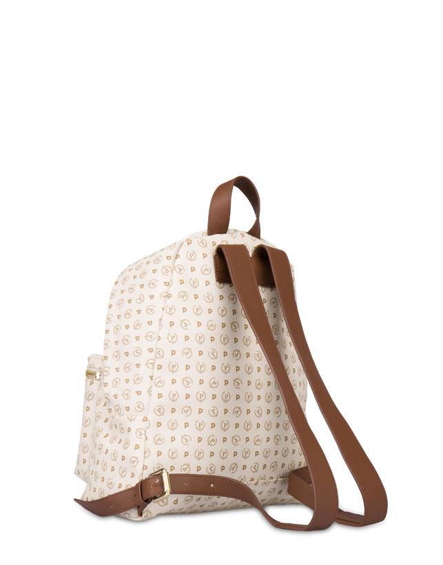 Pollini Zaino Heritage Logo Classic Avorio/marrone In Saldo