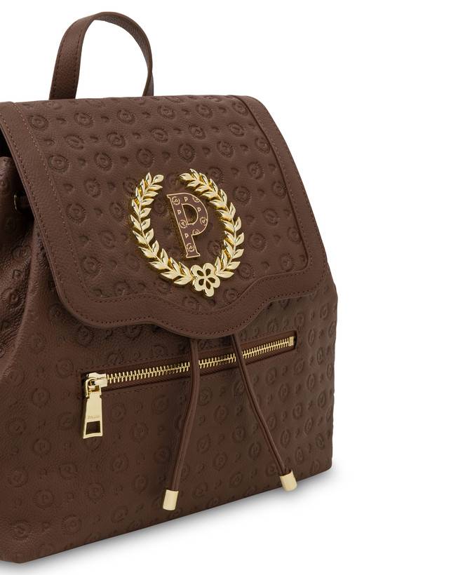 Pollini Zaino Heritage Logo Embossed Marrone Vendita