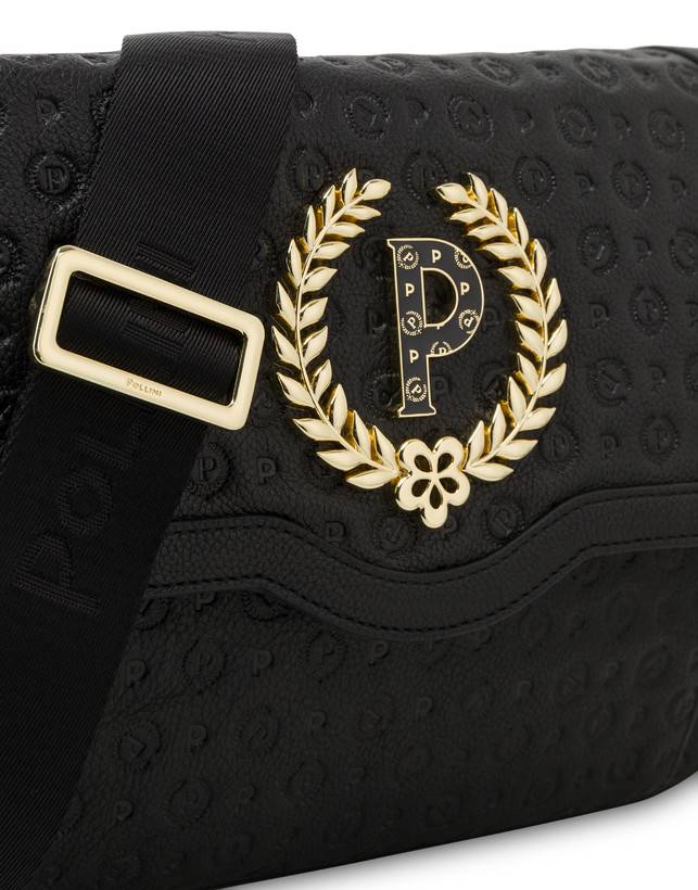 Pollini Borsa A Tracolla Heritage Logo Embossed Nero Promozione