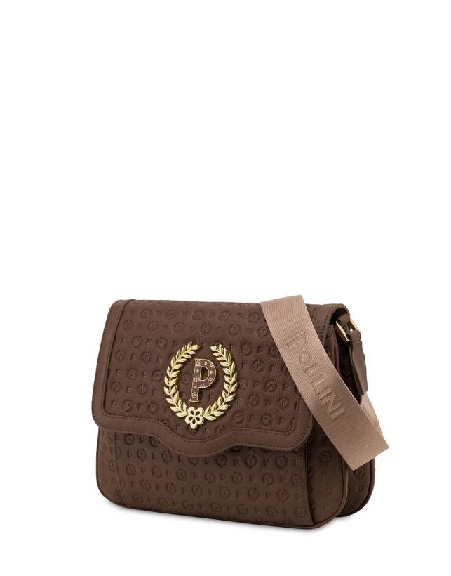 Pollini Borsa A Tracolla Heritage Logo Embossed Marrone Spedizione Gratuita