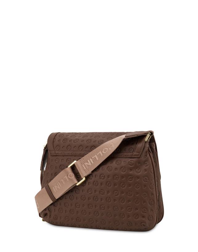 Pollini Borsa A Tracolla Heritage Logo Embossed Marrone Spedizione Gratuita