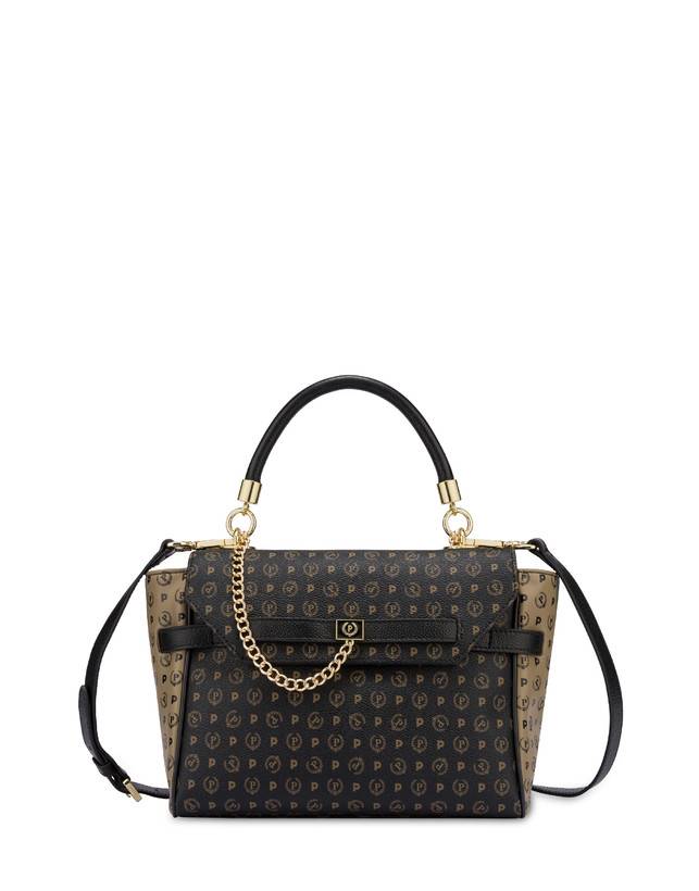 Pollini Borsa A Tracolla Bicolore Heritage Soft Touch Nero/taupe/nero