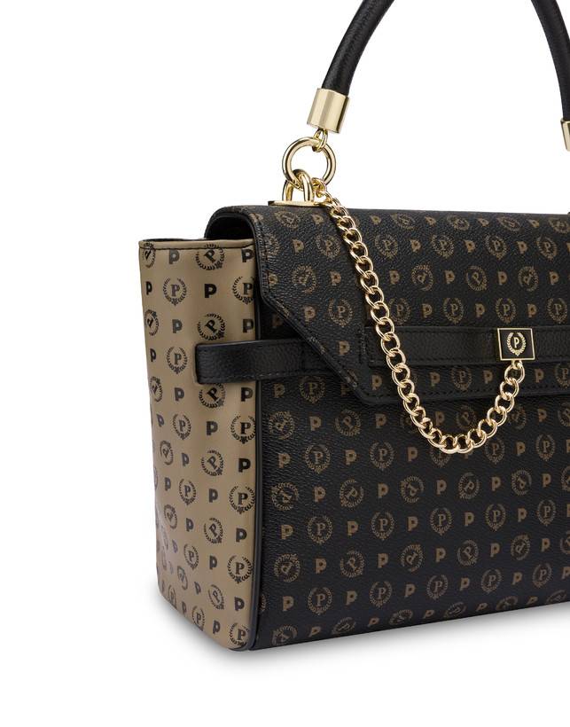 Pollini Borsa A Tracolla Bicolore Heritage Soft Touch Nero/taupe/nero Acquista Ora