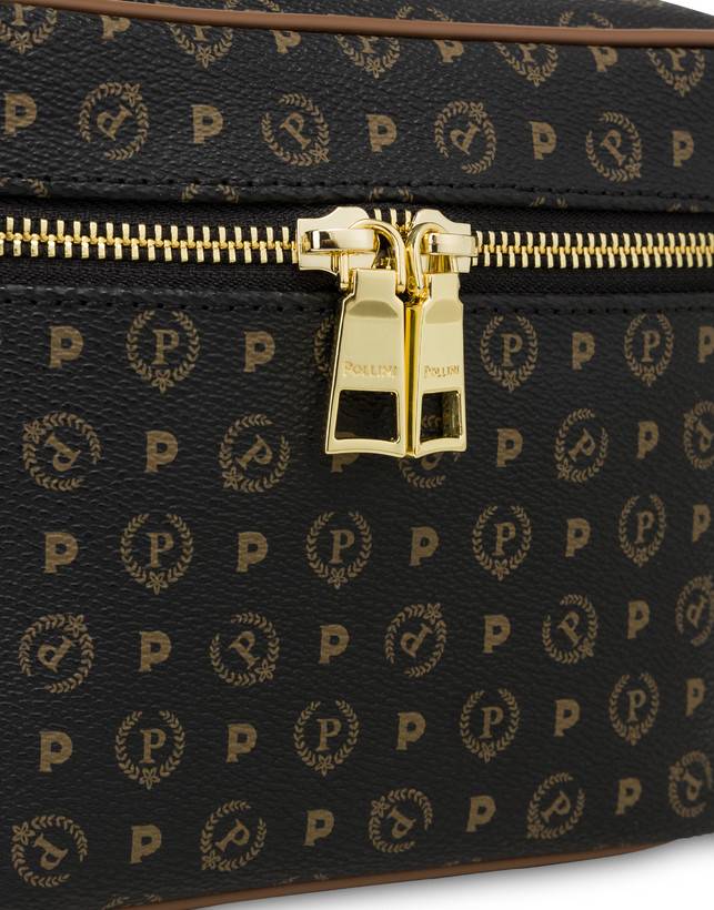 Pollini Borsa Beauty Piccola Heritage Logo Classic Nero/marrone Sottocosto
