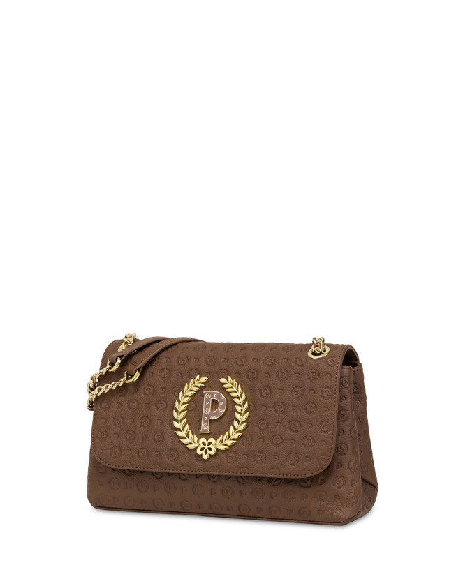 Pollini Borsa A Spalla In Vitello Heritage Logo Embossed Marrone Online