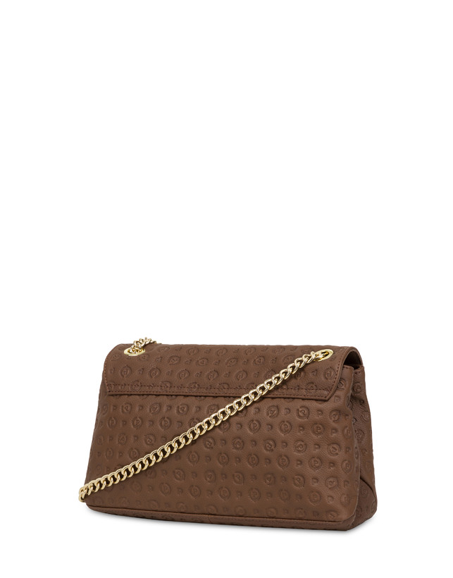 Pollini Borsa A Spalla In Vitello Heritage Logo Embossed Marrone Online